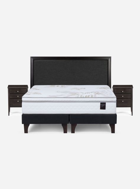 Cama Europea Art 4 2 Plazas Long Base Dividida + Set Muebles Nolita Grafito-1