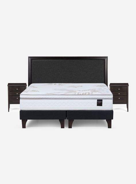 Cama Europea Art 4 King Base Dividida + Set Muebles Nolita Grafito-1