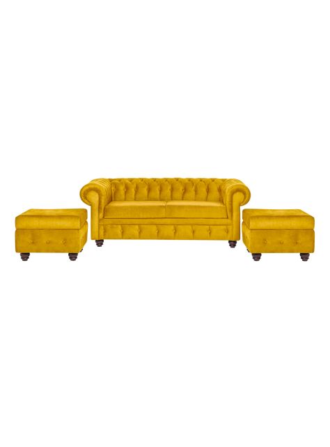 Living Manchester Capitone Felpa 3 Cuerpos + 2 Pouf-0