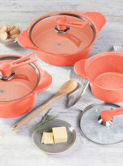 Batería de Cocina 6 Piezas Rosa-1
