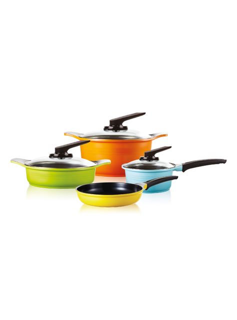 Batería de Cocina Colores 7 Piezas + Set 5 Utensilios-1