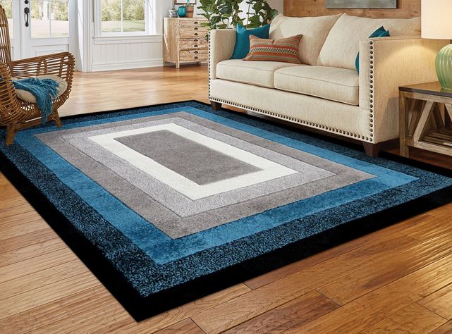Alfombra Frise Carved Florida D1 150x200 cm Blue-2