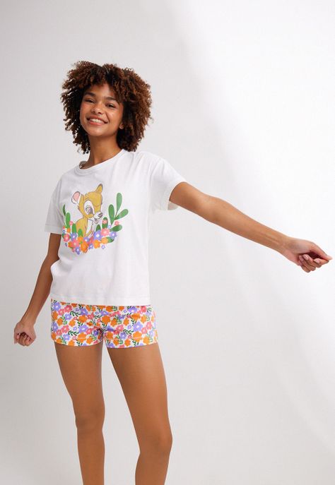 Pijama Manga Corta y Short Licencia Bambi-0