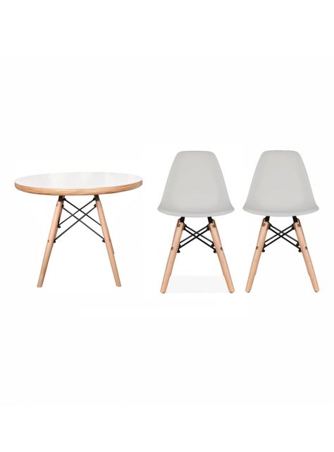 Mesa Infantil Nórdico Blanca + 2 Sillas Eames-2