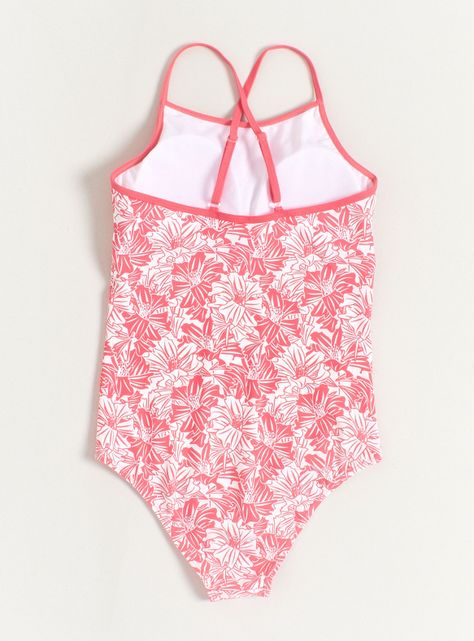 Traje de Baño Básico Estampado Borde Sólido-3