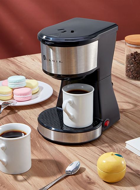 Cafetera de Filtro de 2 Tazas Negro e Inox-5
