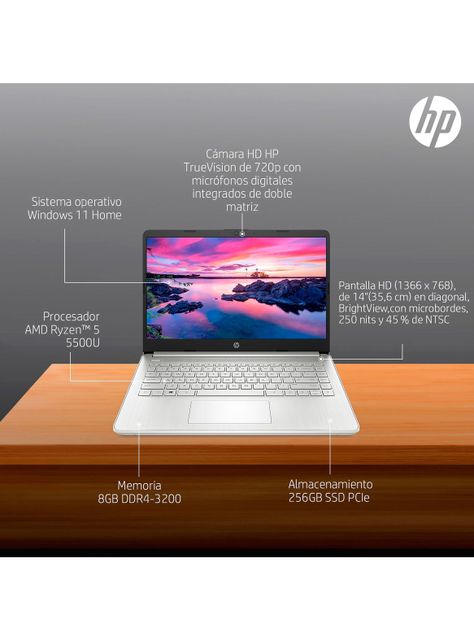 Notebook 14-fq1011la AMD Ryzen 5 5500u 8GB RAM 256GB SSD 14" HD Windows 11 Home-8