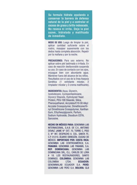 Crema Facial Asepxia GEN Matificante Hidratante Anti Brillo 50 G-2