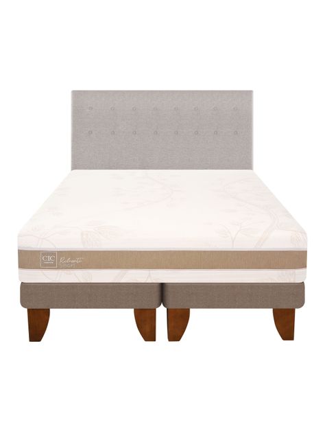 Cama Europea Rilassati Infinity King Base Dividida + Respaldo Tigris Gris-2