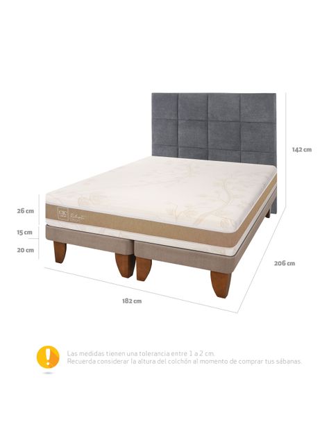 Cama Europea Rilassati Infinity King Base Dividida + Respaldo Tamesis Grafito-1