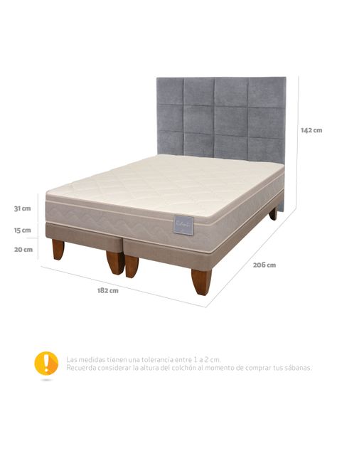 Cama Europea Rilassati King Base Dividida + Respaldo Tamesis Gris-1