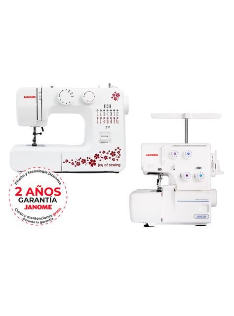 Combo Máquina de Coser 311 + Overlock 8002D-1