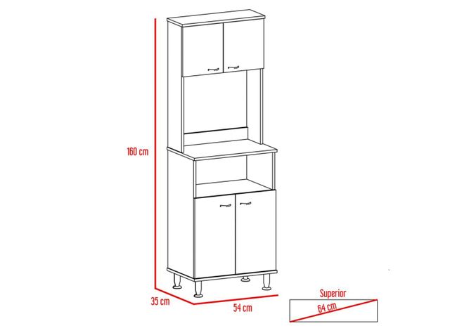 Mueble de Cocina Microondas Kitchen 4P Café Claro TuHome-1