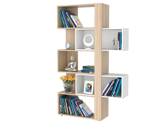 Combo Living Beijing Rovere Biblioteca Cubo + Mesa de Centro TuHome-3