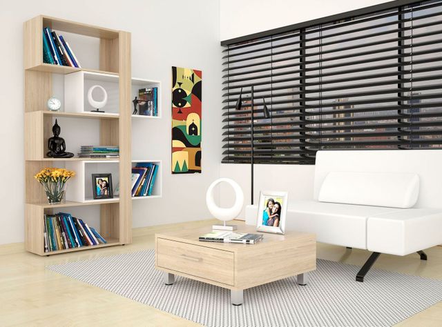 Combo Living Beijing Rovere Biblioteca Cubo + Mesa de Centro TuHome-5