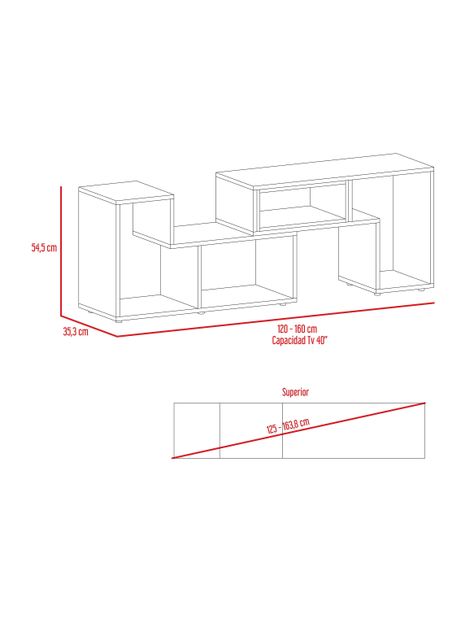 Combo Living Beijing Rovere Rack Extensible TV 40'' + Biblioteca Cubo + Mesa de Centro TuHome-3