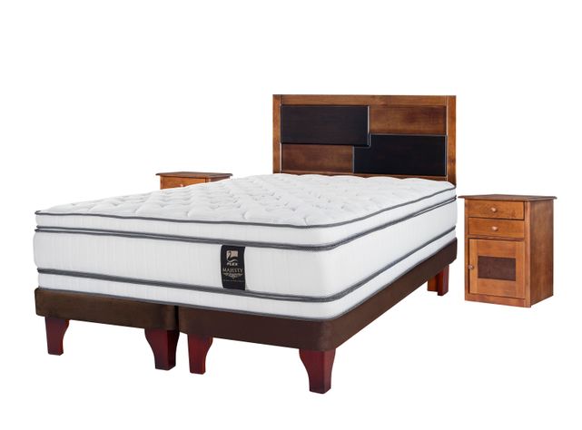 Cama Europea Majesty 2 Plazas Base Dividida Chocolate + Set Muebles Colonia-1