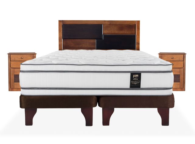 Cama Europea Majesty 2 Plazas Base Dividida Chocolate + Set Muebles Colonia-0