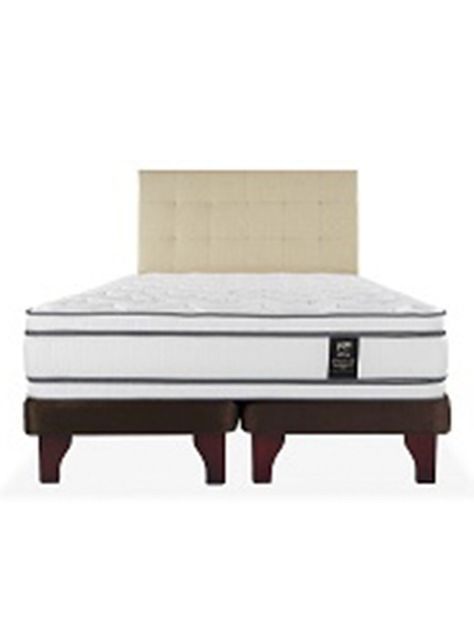 Cama Europea Majesty 2 Plazas Base Dividida Chocolate + Respaldo Design Crudo-1