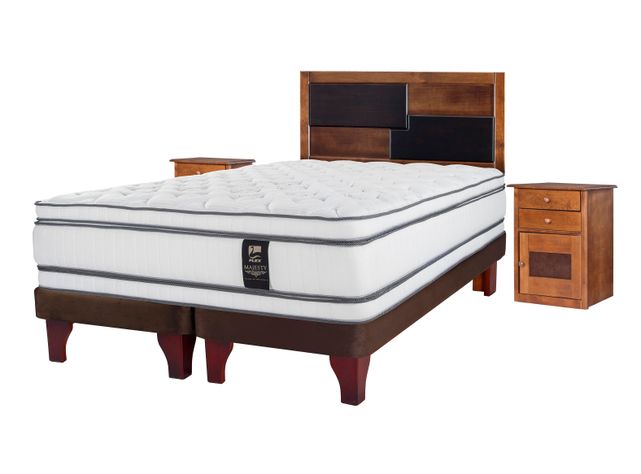Cama Europea Majesty King Base Dividida Chocolate + Set Muebles Colonia-1