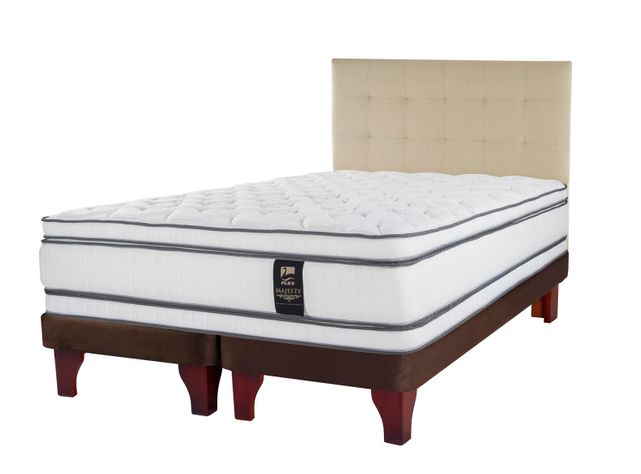 Cama Europea Majesty King Base Dividida Chocolate + Respaldo Design Crudo-1