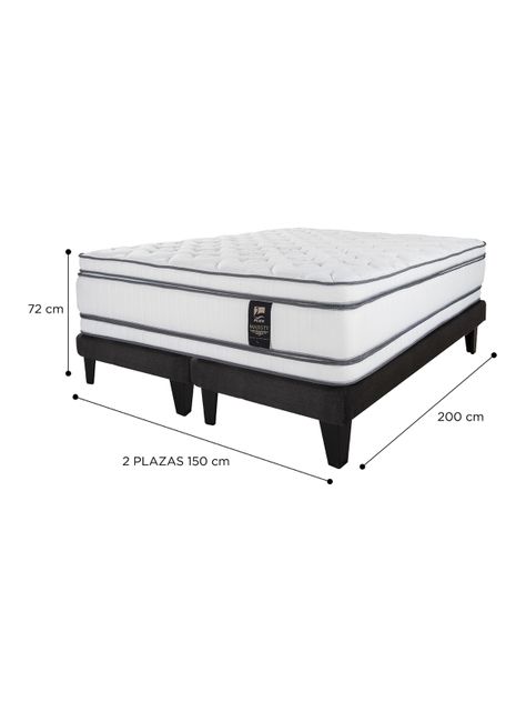 Cama Europea Majesty 2 Plazas Base Dividida Grafito + Almohada Viscoelástica-1
