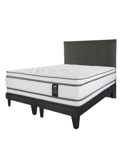 Cama Europea Majesty 2 Plazas Base Dividida Grafito + Respaldo Design Grafito-0