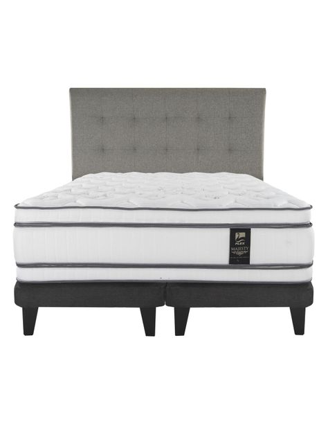 Cama Europea Majesty 2 Plazas Base Dividida Grafito + Respaldo Design Gris-0