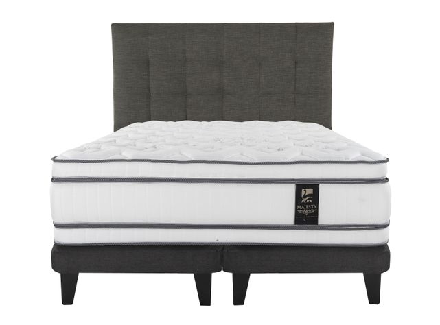 Cama Europea Majesty King Base Dividida Grafito + Respaldo Design Grafito-0