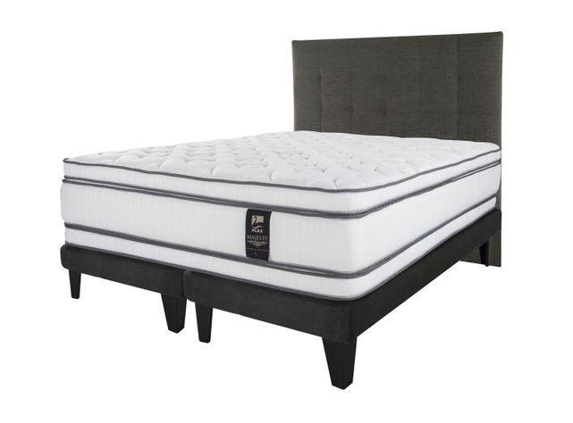 Cama Europea Majesty King Base Dividida Grafito + Respaldo Design Grafito-1