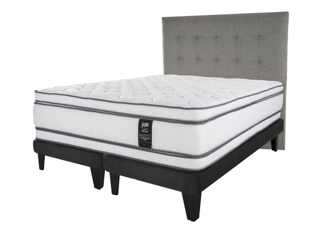Cama Europea Majesty King Base Dividida Grafito + Respaldo Design Gris-1