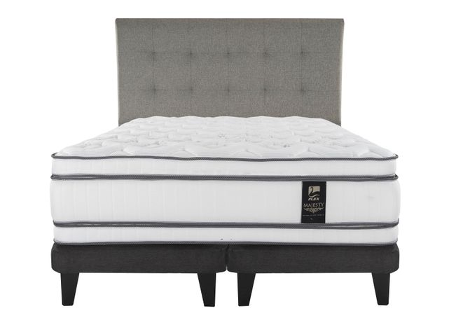 Cama Europea Majesty King Base Dividida Grafito + Respaldo Design Gris-0