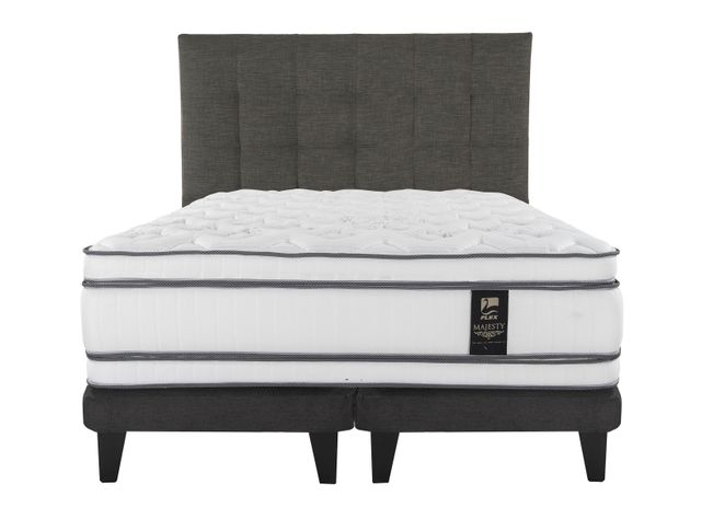 Cama Europea Majesty Súper King Base Dividida Grafito + Respaldo Design Grafito-0