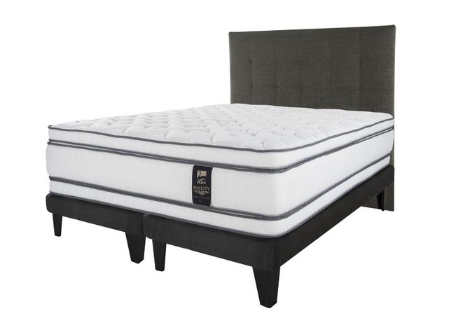 Cama Europea Majesty Súper King Base Dividida Grafito + Respaldo Design Grafito-1
