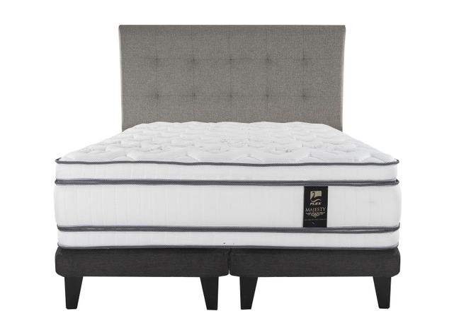 Cama Europea Majesty Súper King Base Dividida Grafito + Respaldo Design Gris-0