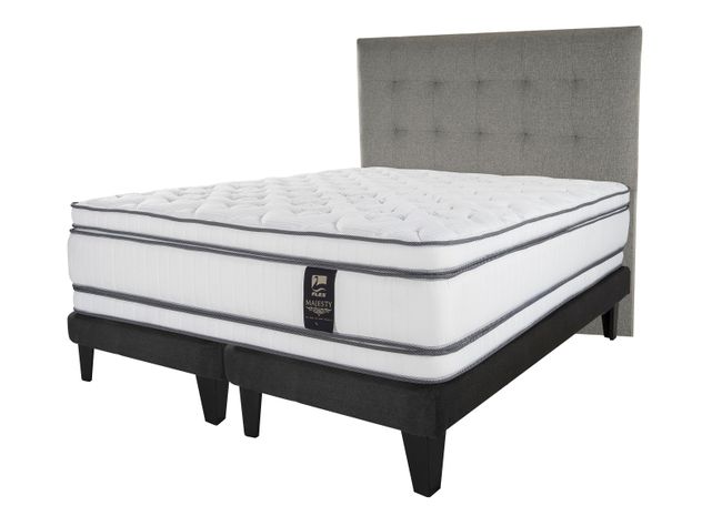 Cama Europea Majesty Súper King Base Dividida Grafito + Respaldo Design Gris-1