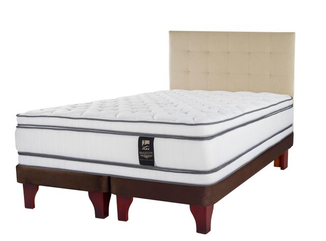 Cama Europea Majesty Súper King Base Dividida Chocolate + Respaldo Design Crudo-1