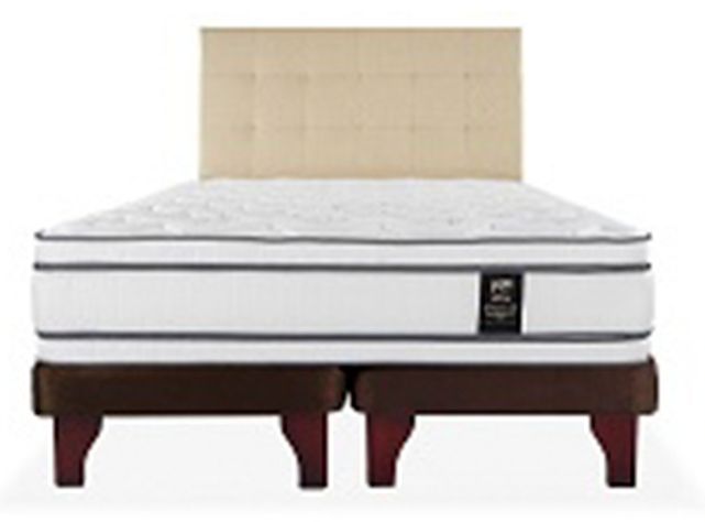 Cama Europea Majesty Súper King Base Dividida Chocolate + Respaldo Design Crudo-0