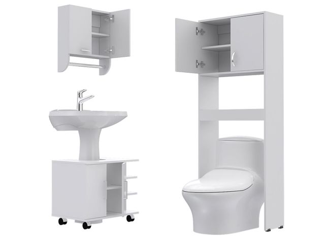 Combos Baño Big Bath Botiquín Mural + Optimizador Lavamanos 2 puertas + Optimizador Puertas TuHome-1