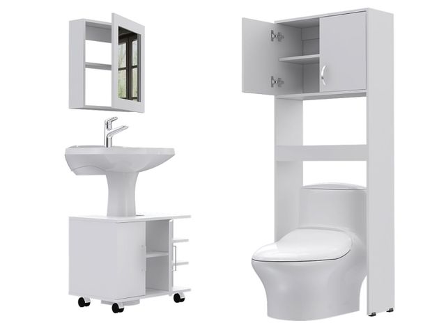 Combos Baño Big Bath Botiquín 47-B + Optimizador Lavamanos 2 Puertas + Armario Optimizador TuHome-1