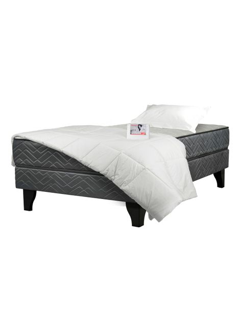 Cama Europea Apolo Black + Textil 1 Plaza-0