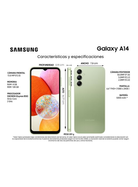 Smartphone Galaxy A14 128GB 6.6" Awesome Green Liberado-5