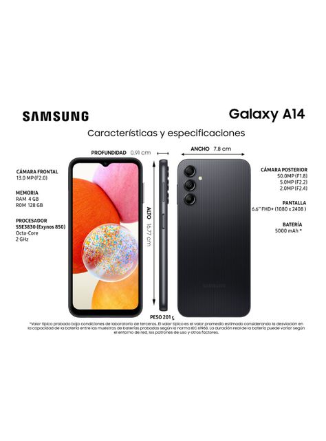 Smartphone Galaxy A14 128GB 6.6" Awesome Black Liberado-5