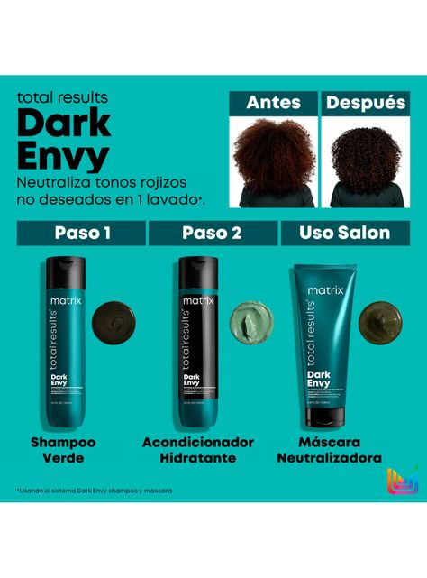 Shampoo Matizador Verde Cabello Castaño Oscuro con Color Dark Envy 300ml-5