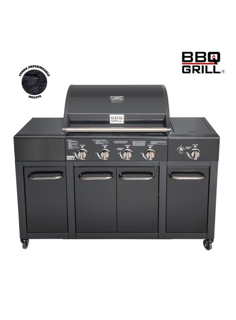 Parrilla a Gas Buffalo Black 4 Quemadores + Lateral-0