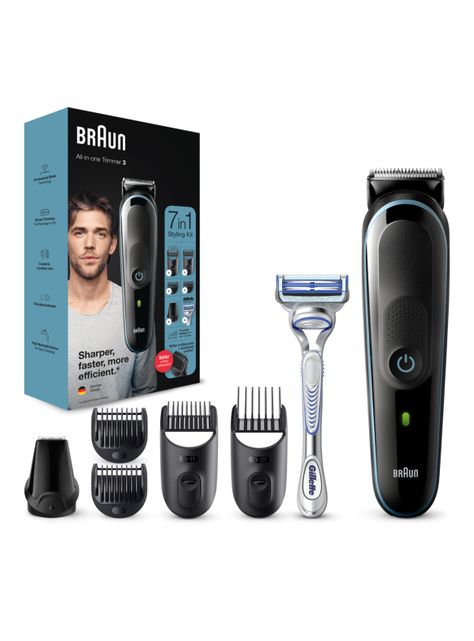 Recortadora de Barba 7 en 1 + Máquina de Afeitar Gillette-0
