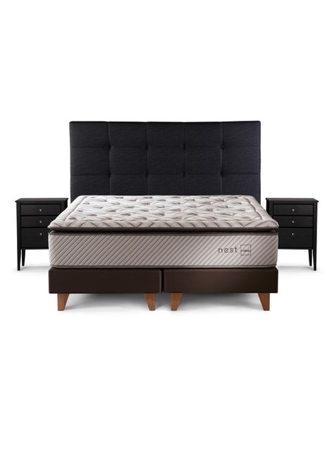 Cama Europea Nest 2 Plazas Base Dividida Issey Grafito-0