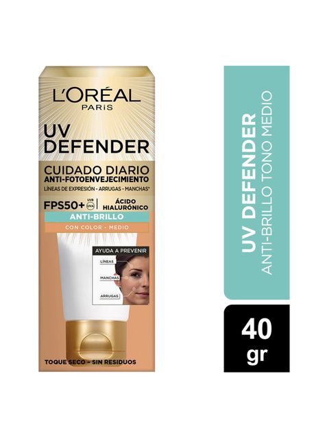 Crema Dermo Expertise L'Oréal Paris Diaria UV Defender FPS 50 Anti Brillo Medio-0