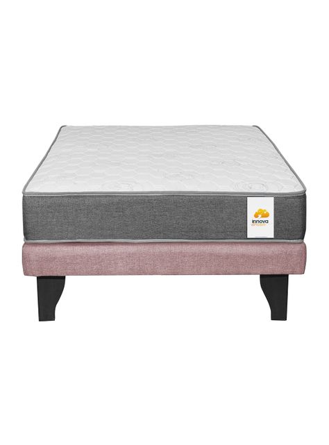 Cama Europea Silver 1.5 Plazas + Respaldo Rosa-3