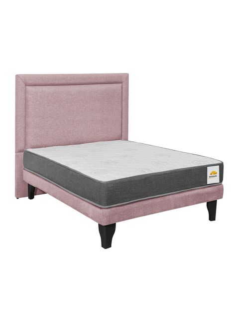 Cama Europea Silver 1.5 Plazas + Respaldo Rosa-0